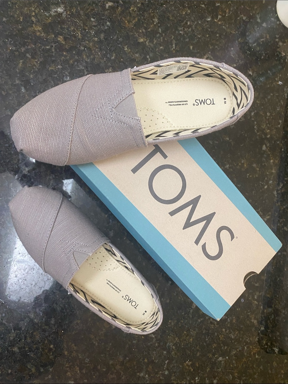 TOMS Women's Slip-On Canvas Flats in Light  Grey
